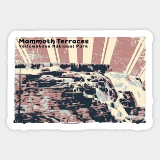 Retro Mammoth Terraces in Yellowstone National Park Sticker